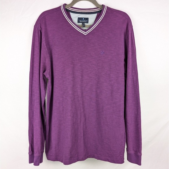 Tartan & Blu Russell Simmons Mens Long Sleeve V Neck T Shirt Purple S Y2K Preppy - Picture 2 of 9
